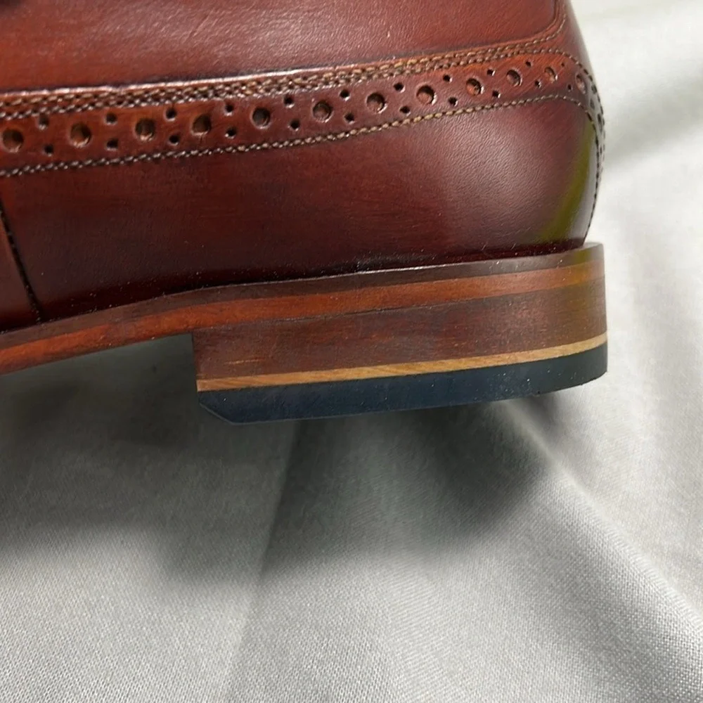 Ted Baker Asonce Leather Longwing Broque Brown Leather Oxford Dress Shoes 13.5